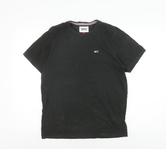 Tommy Jeans Men's Black Cotton T-Shirt, Size S