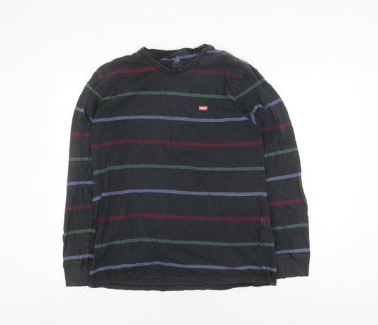 Levi's Men's Black Striped Pullover Sweatshirt L