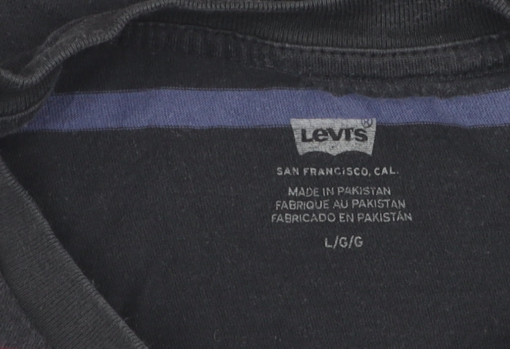 Levi's Men's Black Striped Pullover Sweatshirt L