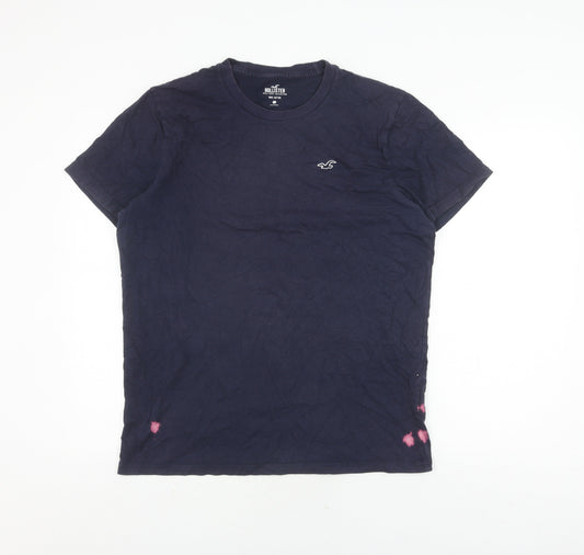 Hollister Men's Blue Cotton Crew Neck T-Shirt L