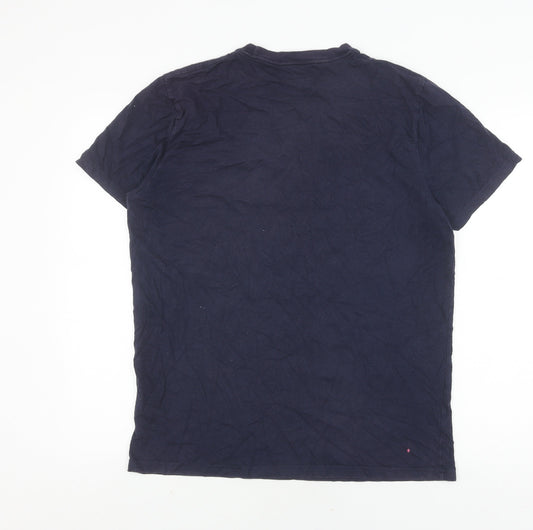 Hollister Men's Blue Cotton Crew Neck T-Shirt L