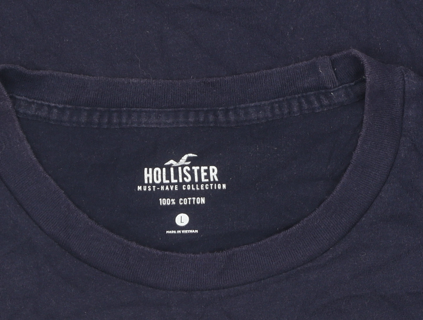 Hollister Men's Blue Cotton Crew Neck T-Shirt L