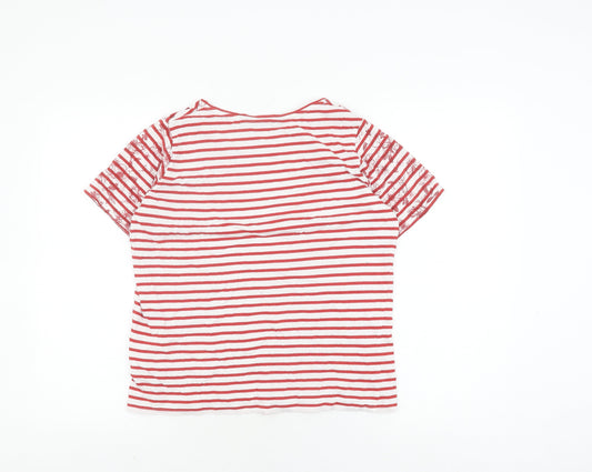 Edinburgh Woollen Mill Women's Red Striped T-Shirt Small
