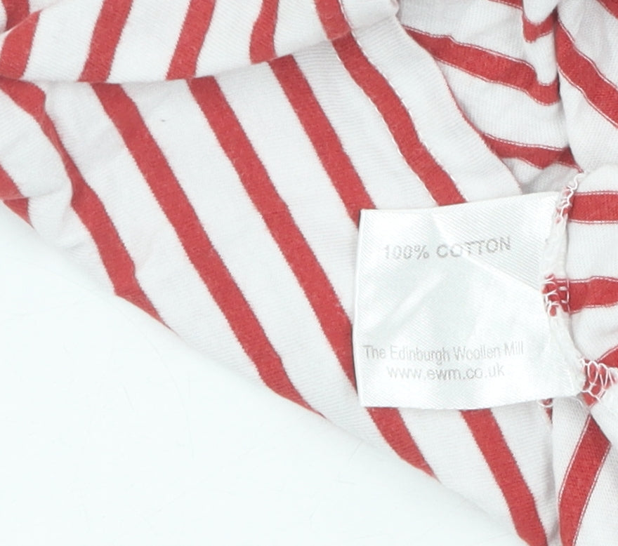 Edinburgh Woollen Mill Women's Red Striped T-Shirt Small
