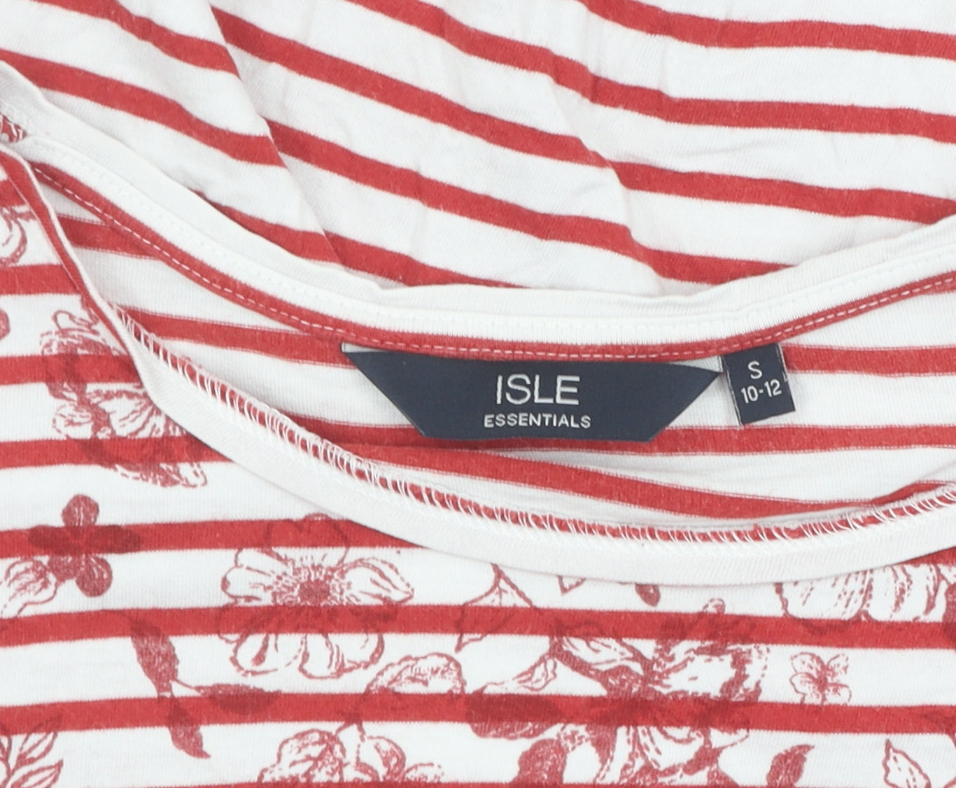 Edinburgh Woollen Mill Women's Red Striped T-Shirt Small