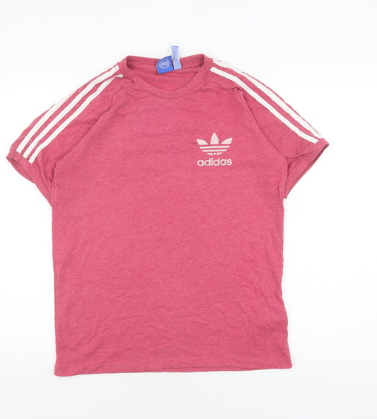 Unisex Adultss UK Size S adidas Red Cotton Blend T-Shirt