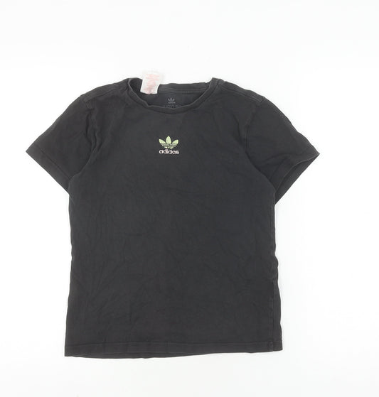Adidas Unisex Kids Black Graphic Print T-Shirt 11-12 Years