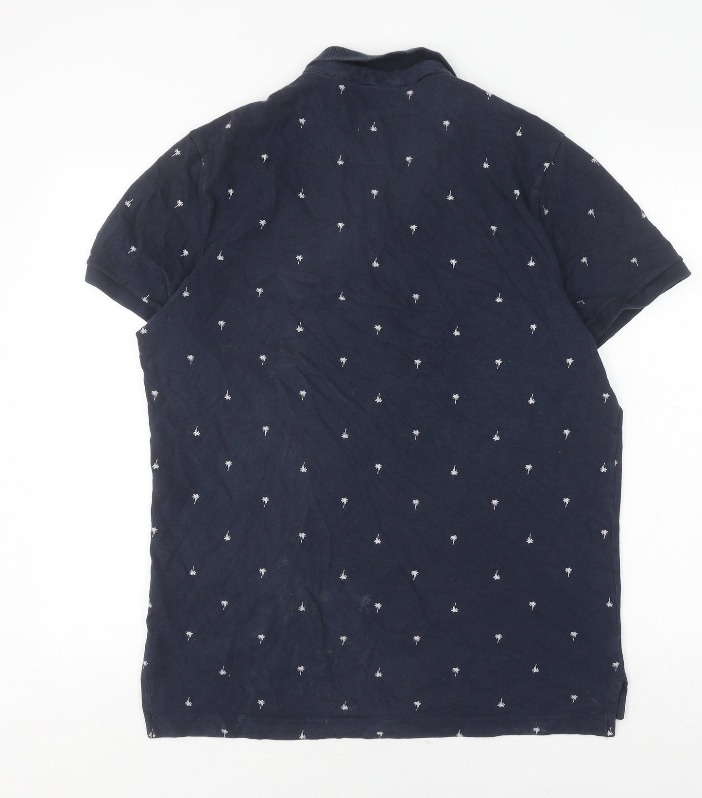 Hollister Men's Blue Slim Fit Graphic Polo L
