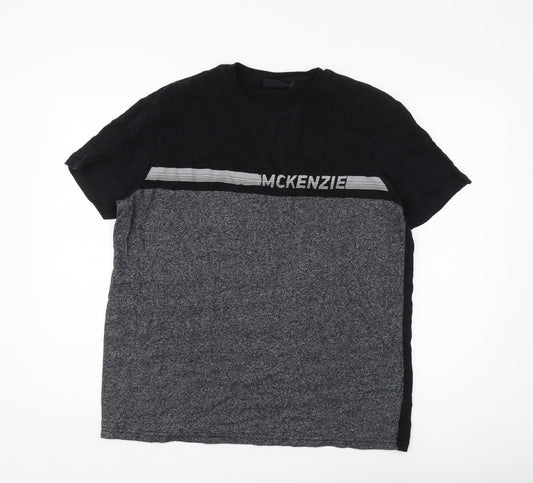McKenzie Men's Black Colourblock T-Shirt XL