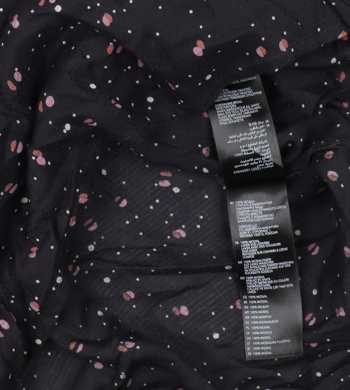 Brand and care label for Principles Women's Black Geometric Tunic Blouse 10
