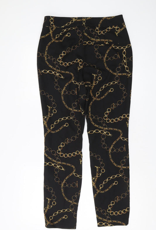 Zara Women's Black Skinny Trousers XS, Geometric Print
