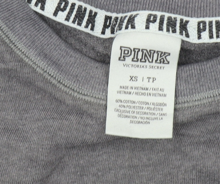 Close-up detail of Victoria's Secret PINK Grey Pullover Sweater XS