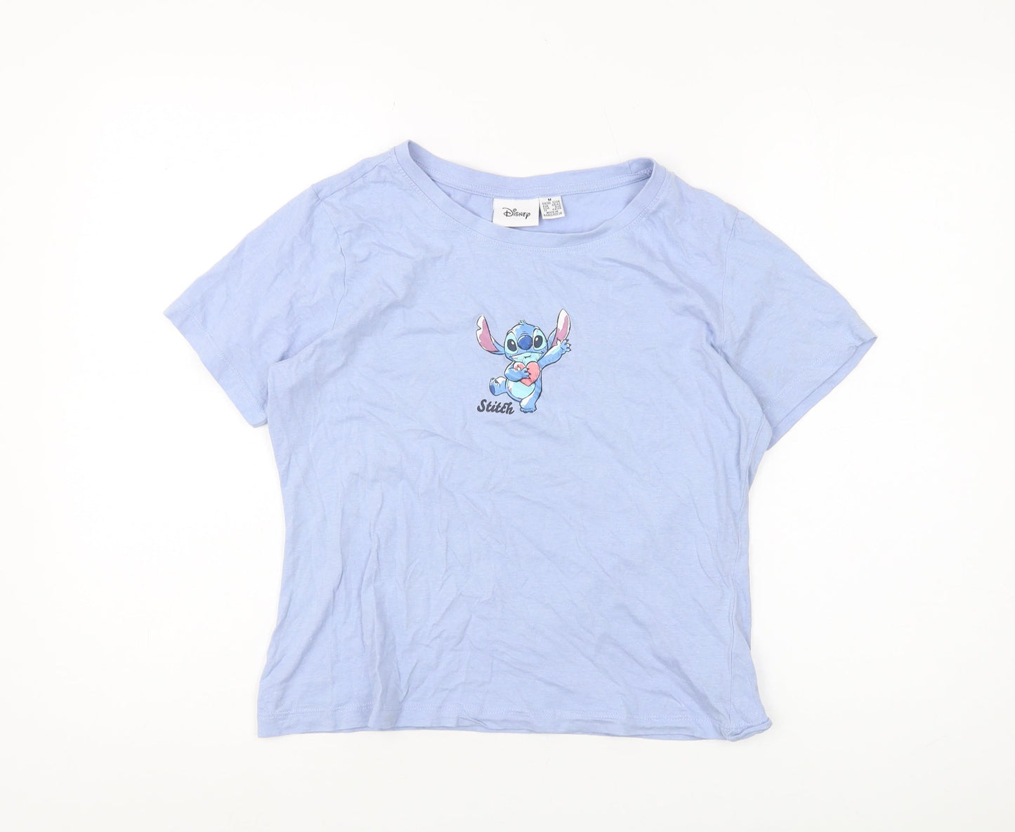 Disney Women’s Blue Stitch T-Shirt, Medium, Cartoon Style