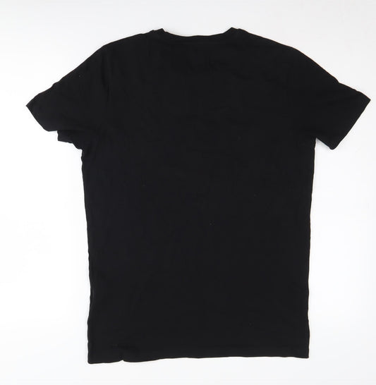 Jack & Jones Men's Black Cotton T-Shirt, Size S, Logo