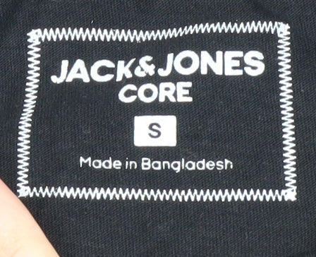 Jack & Jones Men's Black Cotton T-Shirt, Size S, Logo