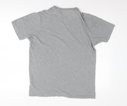 Fila Men's Grey Striped T-Shirt, Short Sleeve, Size S