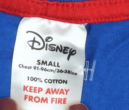 Disney Men's Blue Grumpy Cartoon T-Shirt, Size S, Cotton