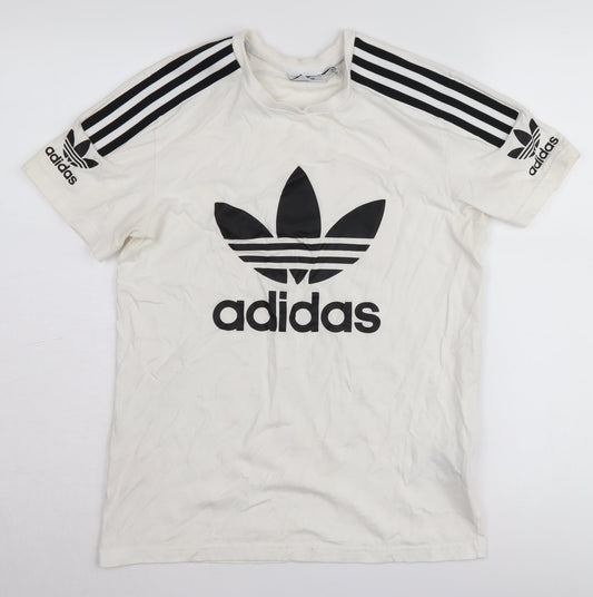 Womens UK Size 4 adidas White 100% Cotton T-Shirt