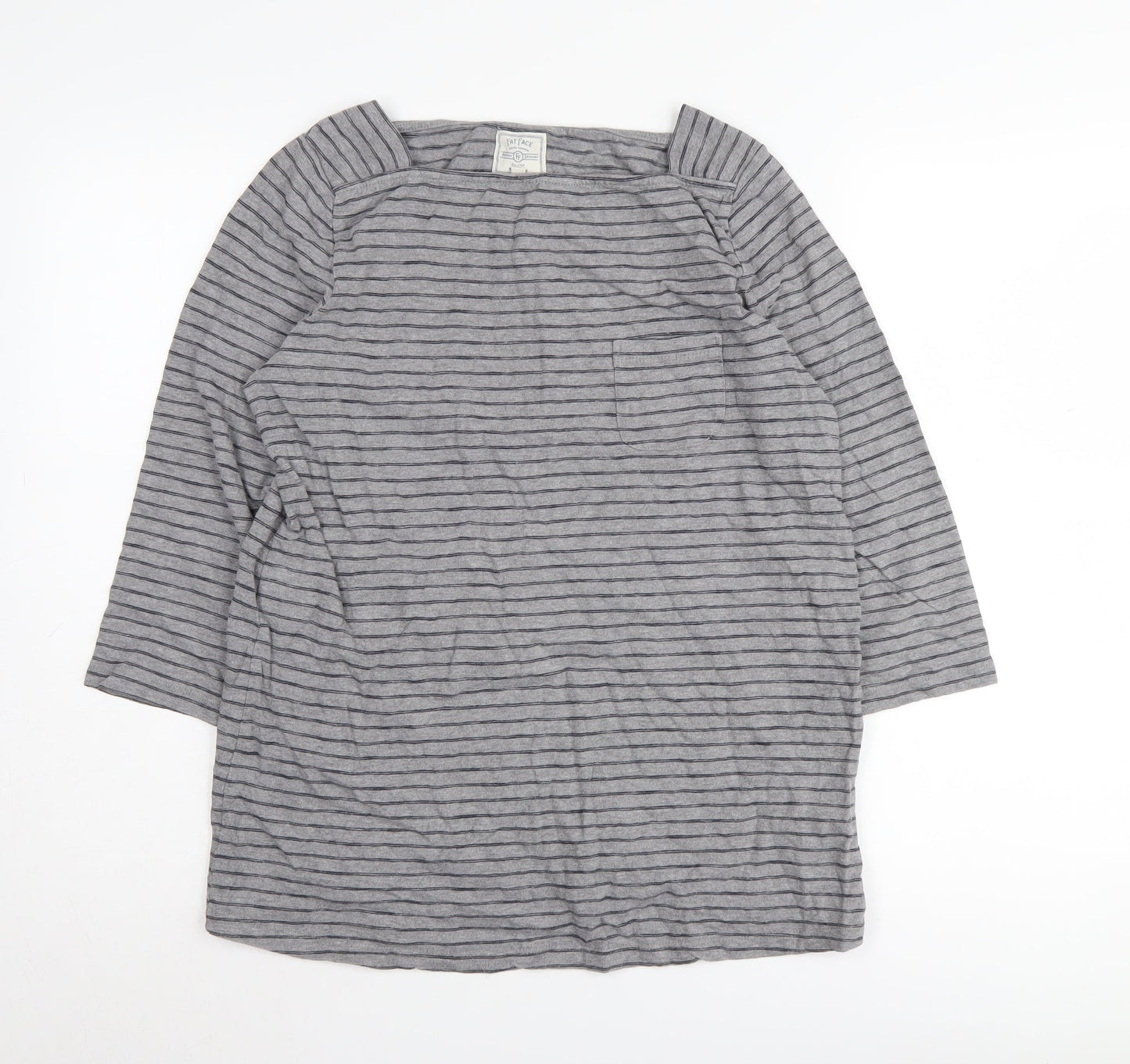 Fat Face Women’s Grey Striped 3/4 Sleeve T-Shirt
