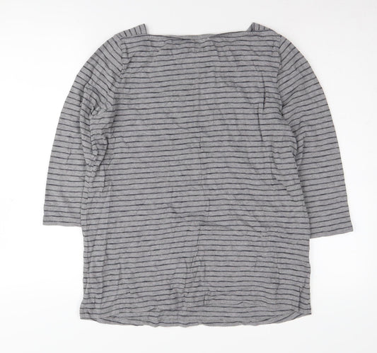 Fat Face Women’s Grey Striped 3/4 Sleeve T-Shirt