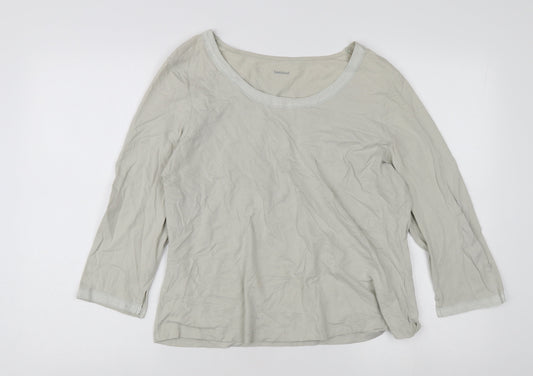 Hawkshead Grey Women's Top Size 18 Basic Scoop Neck