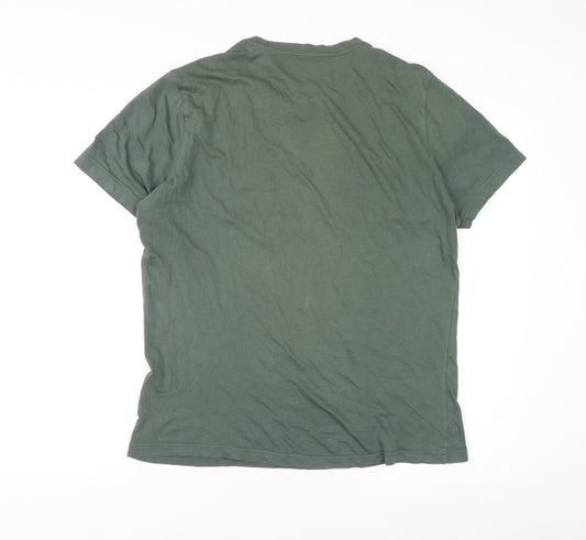 Reebok Men's Green T-Shirt, M, Logo, Cotton, Excellent