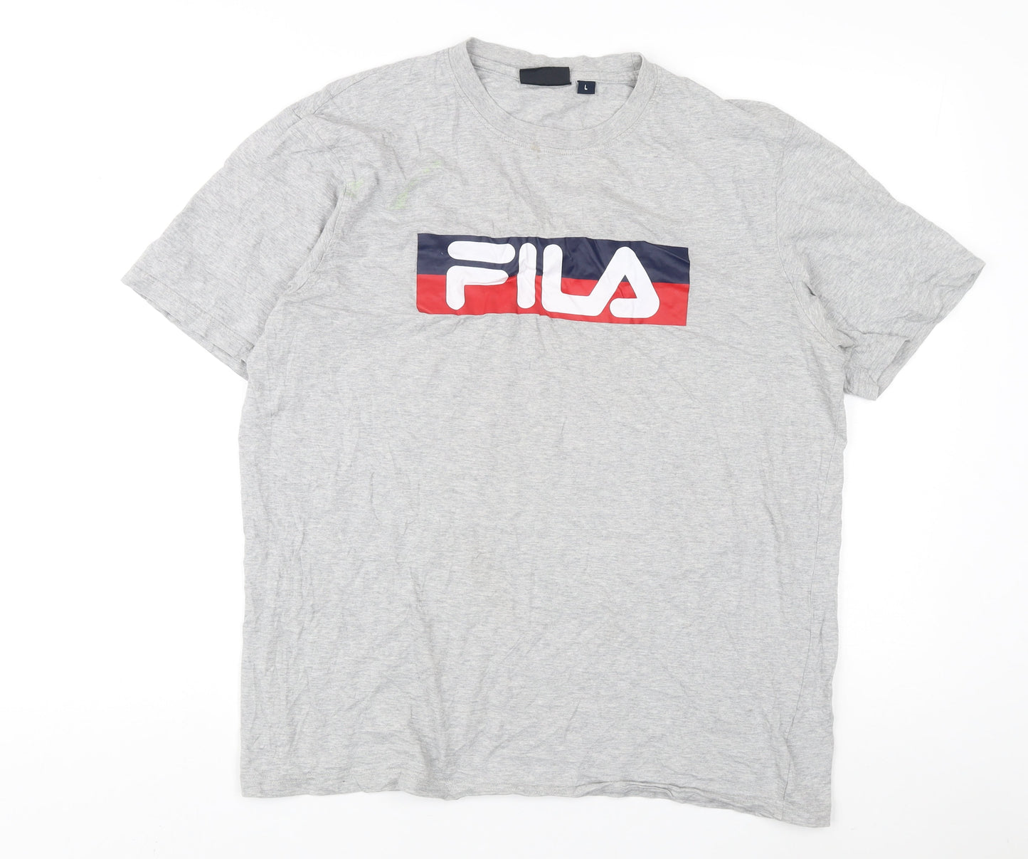 Fila Men's Grey Crew Neck T-Shirt L Cotton Jersey
