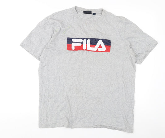Additional front view of Fila Men's Grey Crew Neck T-Shirt L Cotton Jersey
