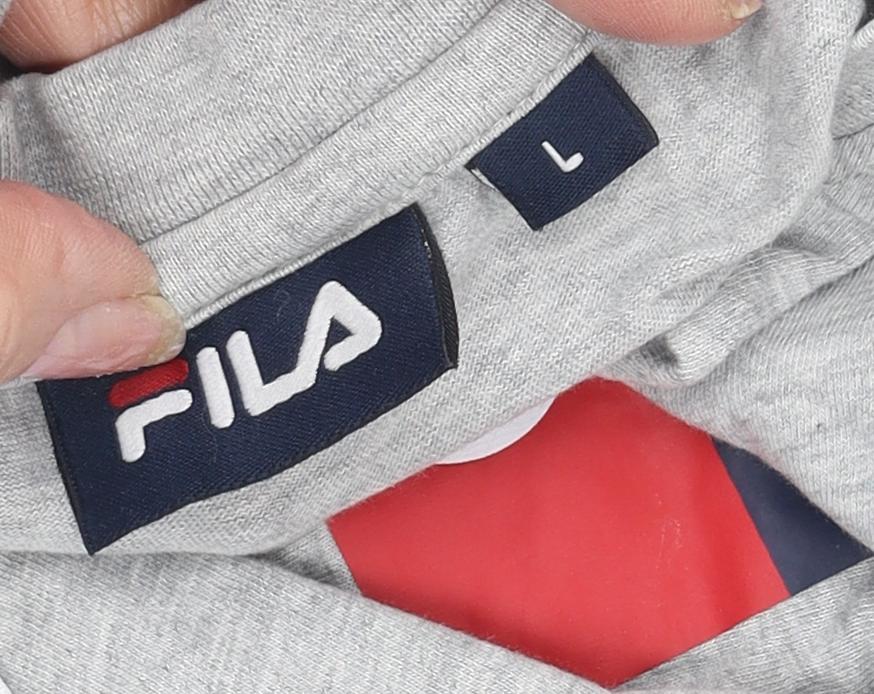 Fila Men's Grey Crew Neck T-Shirt L Cotton Jersey