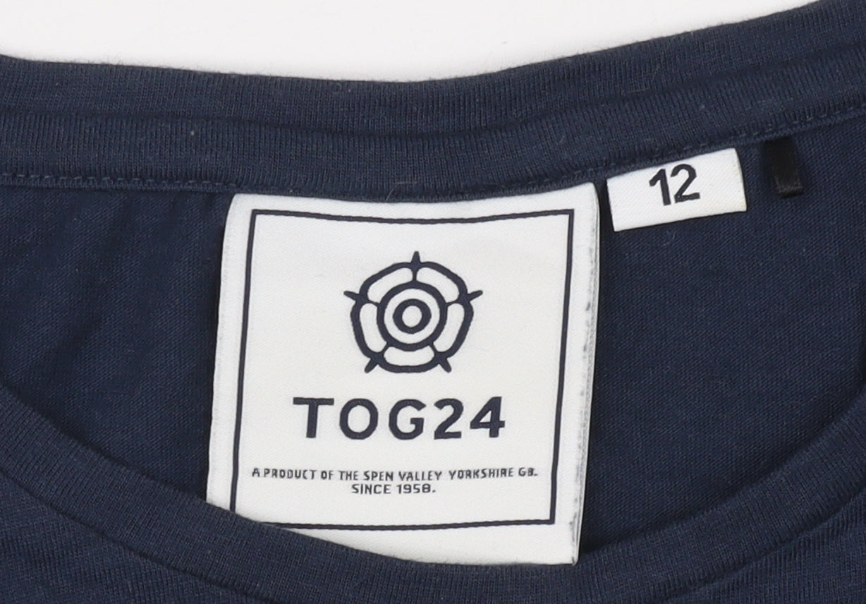 TOG24 Women's Blue Crew Neck Basic T-Shirt Size 12