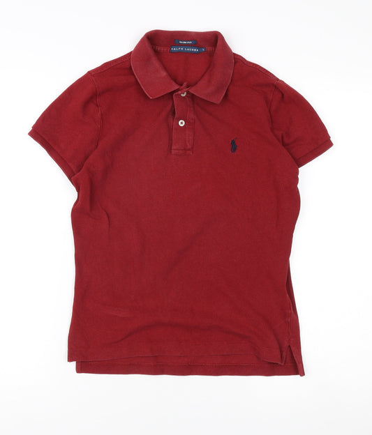 Ralph Lauren Women's Slim Fit Red Polo Shirt L