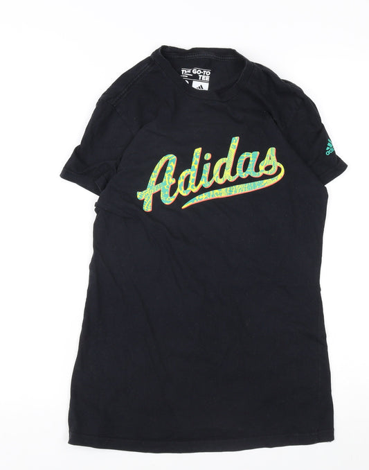 Unisex Adultss UK Size S adidas Black 100% Cotton T-Shirt