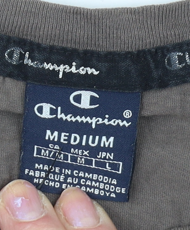 Champion Men's Grey Cotton T-Shirt - M, Regular Fit