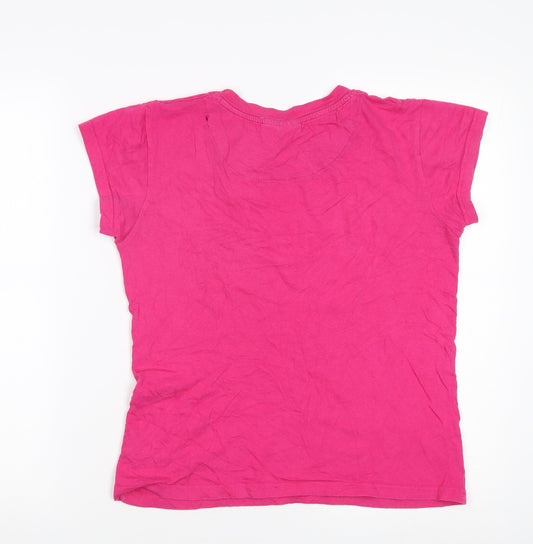 Disney Women Pink XS Basic T-Shirt Casual Short Sleeve