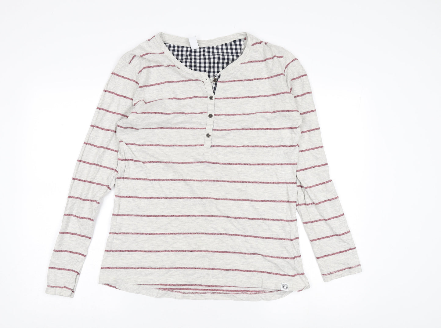 Tog Twenty Four Women's Grey Striped Henley T-Shirt Size 12