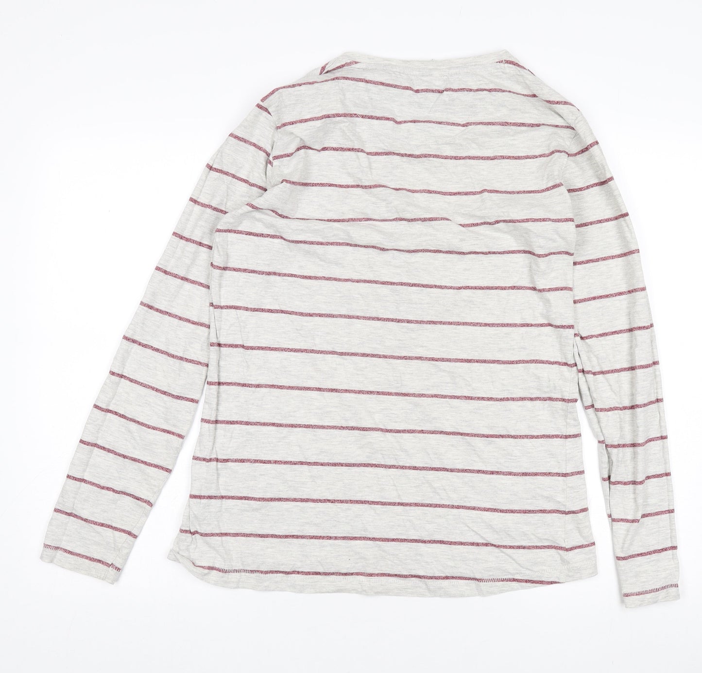 Tog Twenty Four Women's Grey Striped Henley T-Shirt Size 12