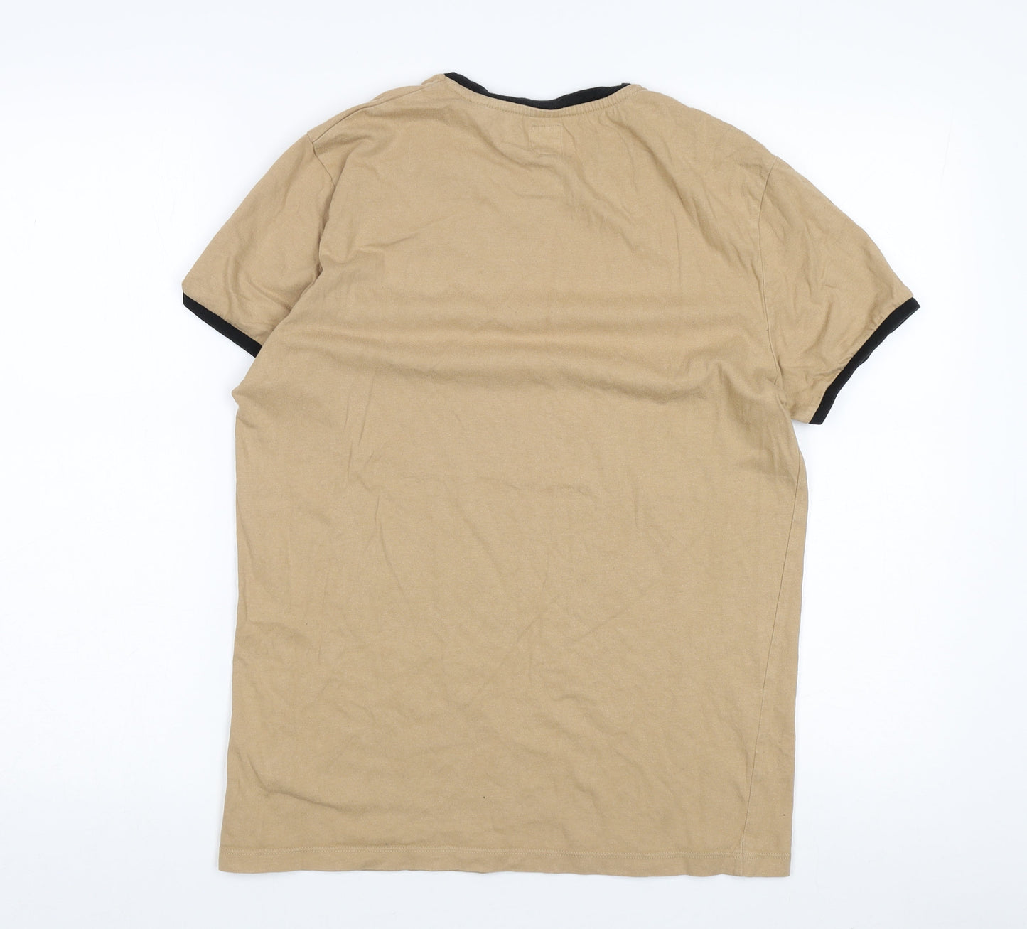 Jack Wills Men's Beige Crew Neck T-Shirt, Logo Accent Size S