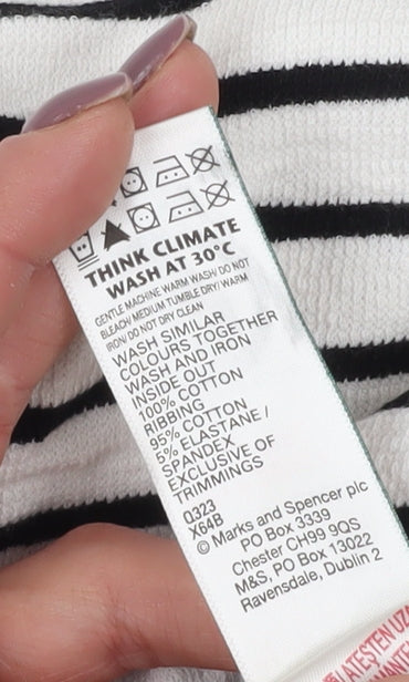 Brand and care label for Marks & Spencer girls’ ivory striped pullover sweatshirt 11-12y
