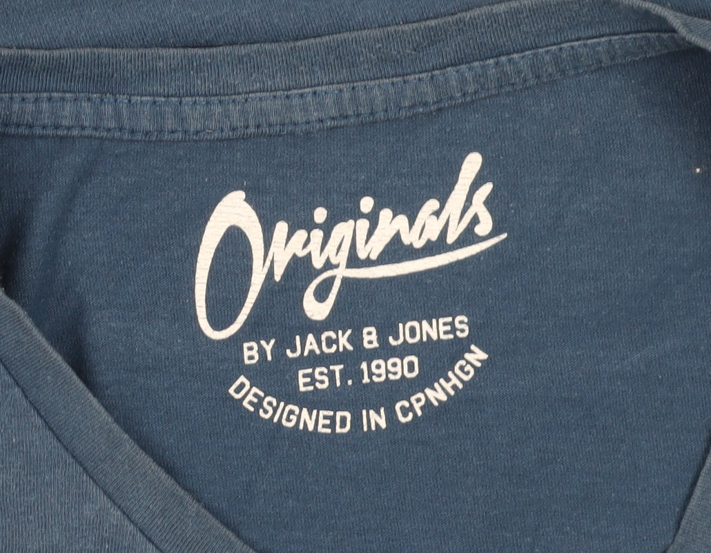 Jack & Jones Men's Blue Crew Neck T-Shirt, Size L