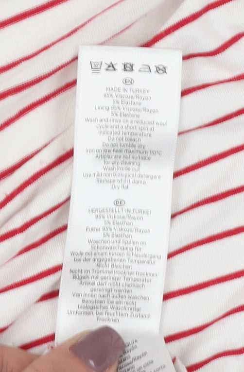 Hobbs Women's Red Striped Jersey T-Shirt, Size M