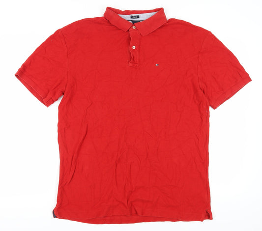 Tommy Hilfiger Men's Red Slim Fit Polo 2XL