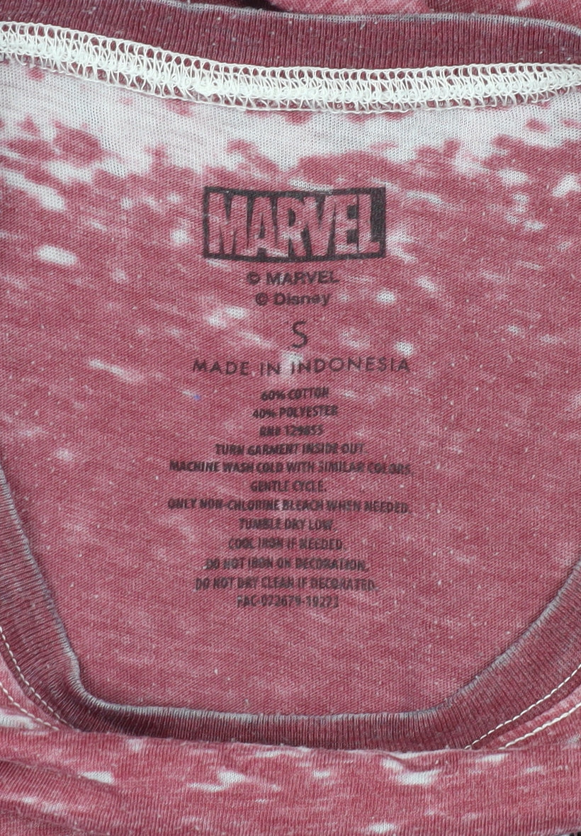 Marvel Unisex Red Rhinestone T-Shirt Small Crew Neck Casual