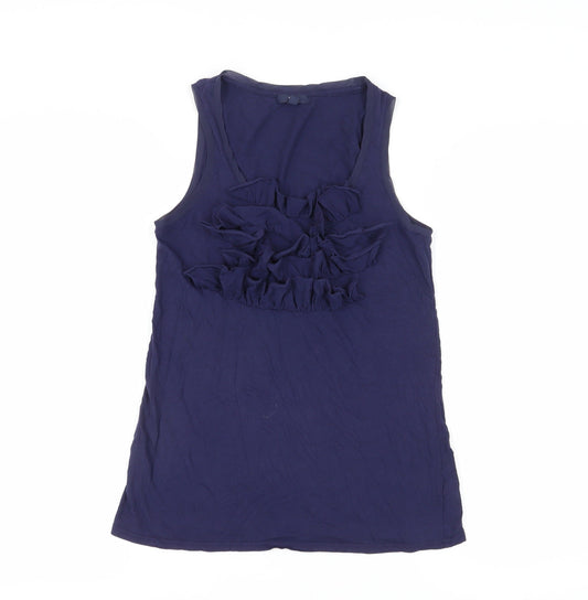 Gap Women's Blue Tank Top - Size S, Stylish Ruffle Detail
