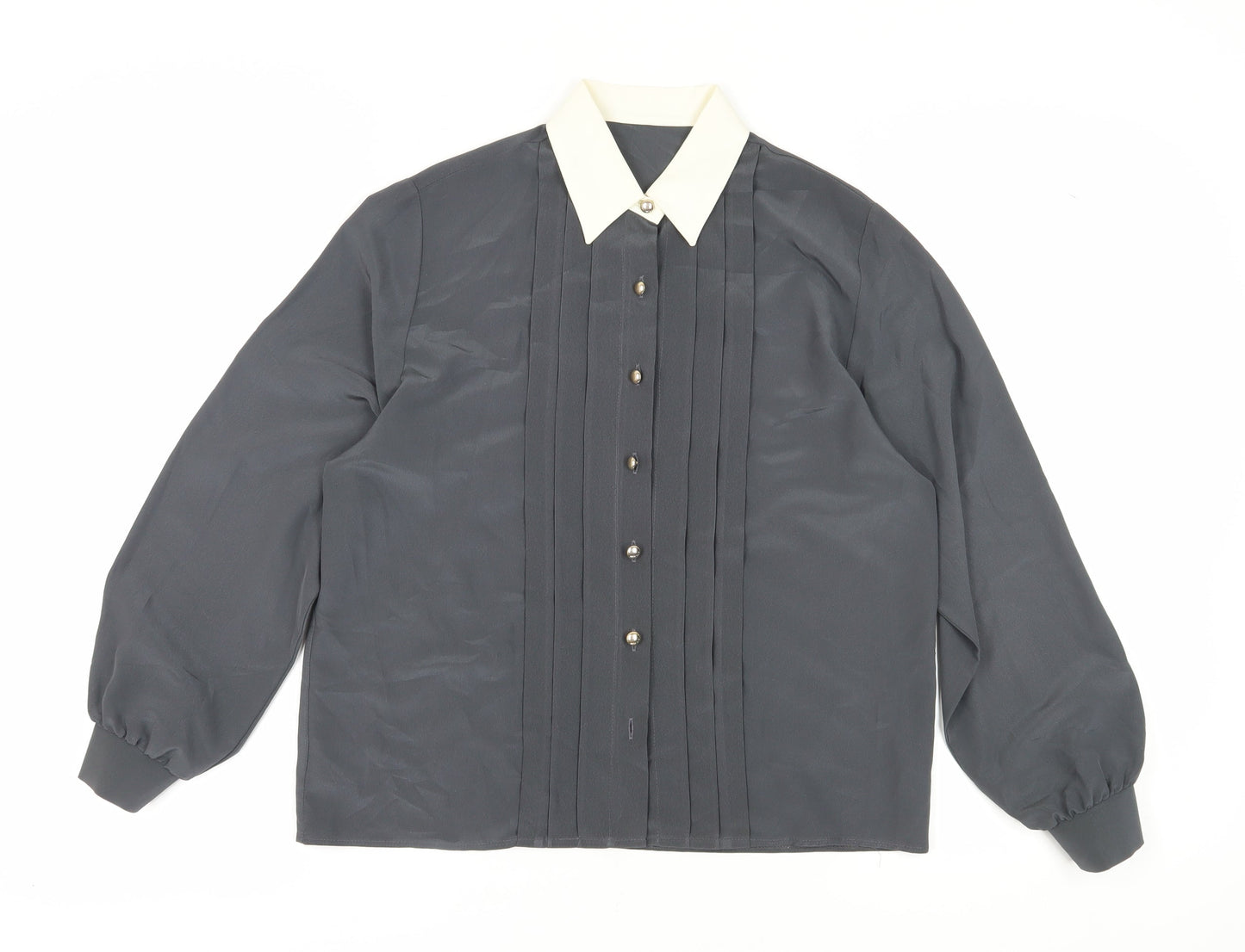 St Michael Women's Grey Button-Up Shirt Size 12