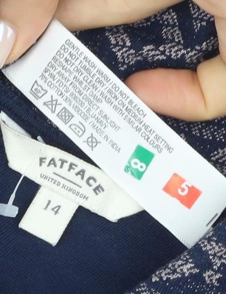 FatFace Women's Blue Geometric Sheath Dress Size 14