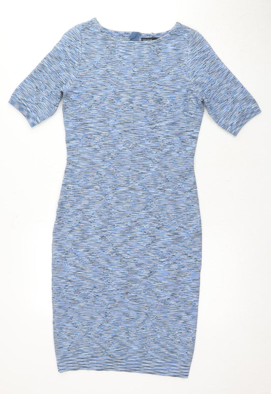 Karen Millen Women's Blue Striped Sheath Dress Size 12