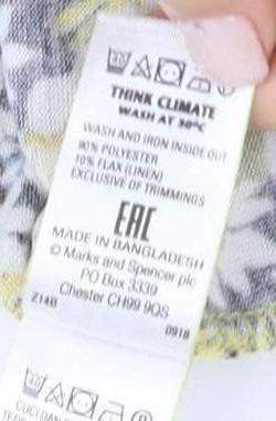 Brand and care label for Marks & Spencer Floral Yellow Blouse -, size 18