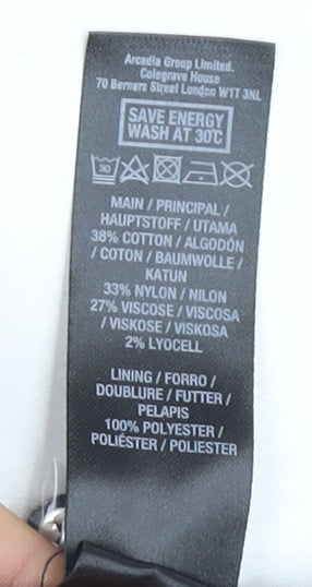 Brand and care label for Dorothy Perkins Blue Lace Sheath Dress, size 20