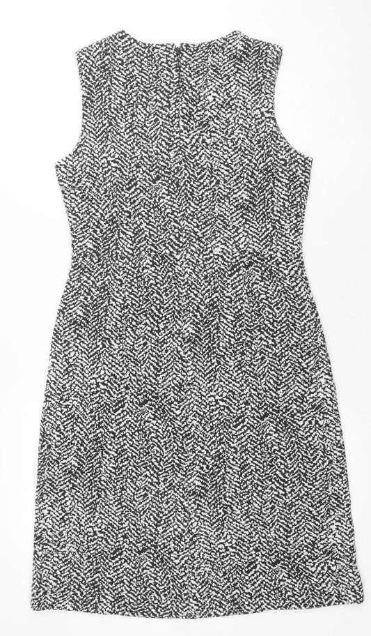 Lands' End Women's Black Geometric Sheath Dress, Size 12