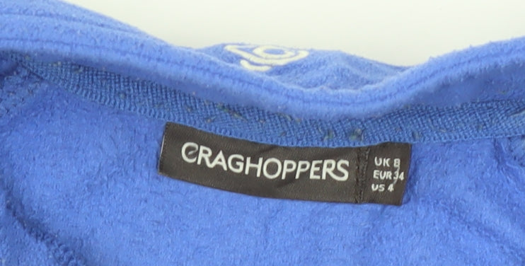 Brand and care label for Craghoppers Women's Blue 1/2 Zip Fleece Jacket, size 8
